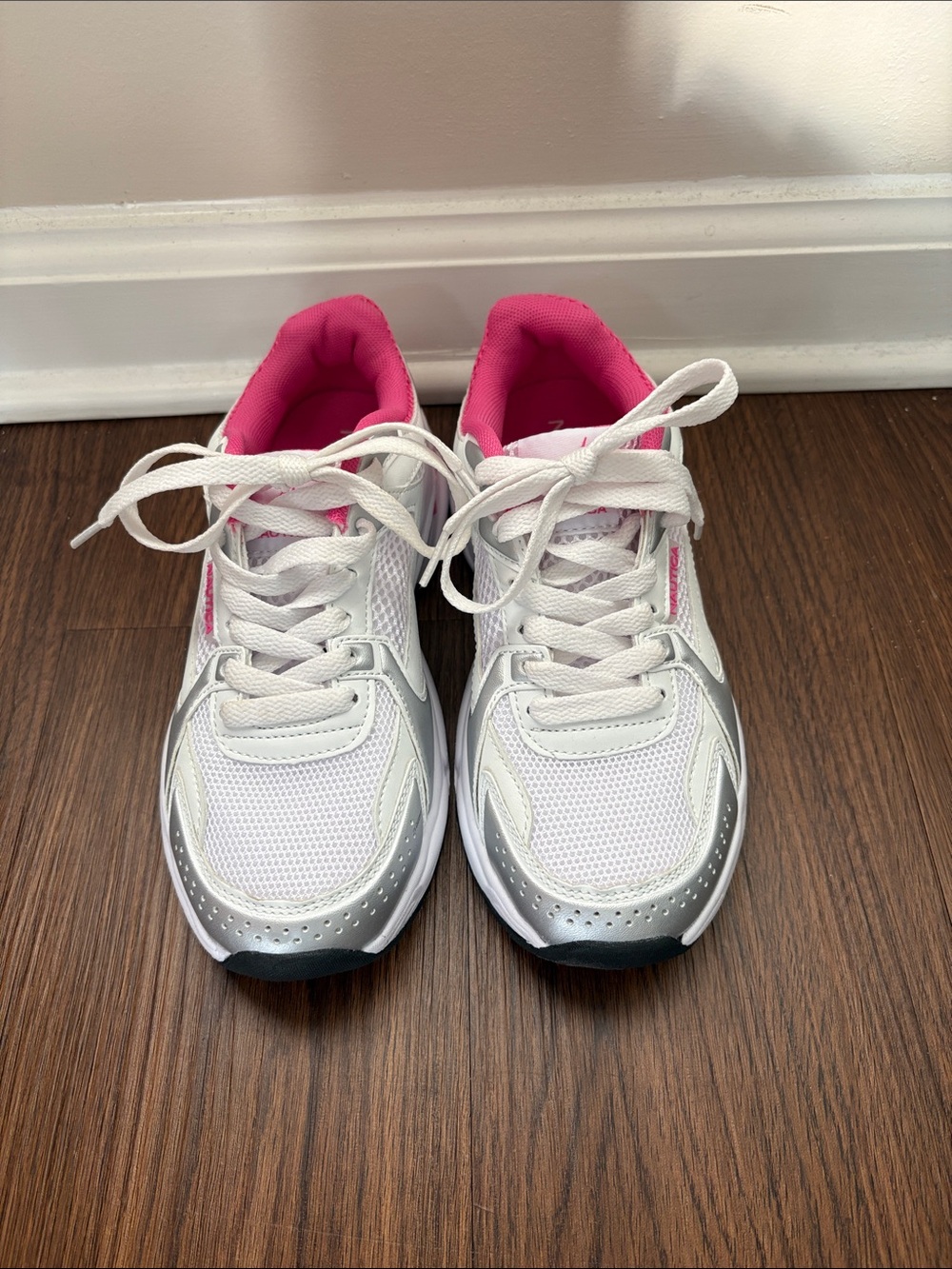 Nautica White Athletic Sneakers with Pink Lining